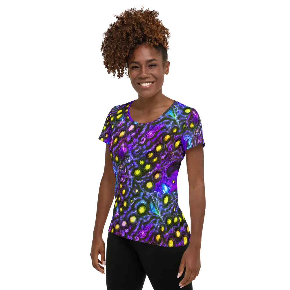Neon Night Garden on Women's Athletic T-Shirt — Left