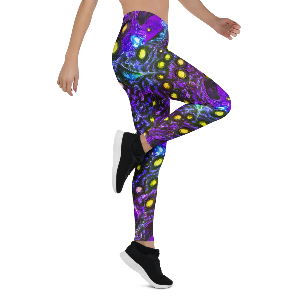 Neon Night Garden on Leggings — Right
