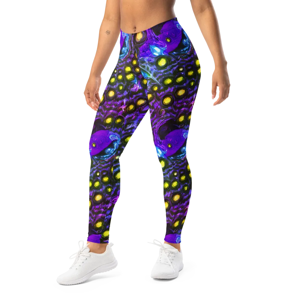 Neon Night Garden on Leggings — Left Front