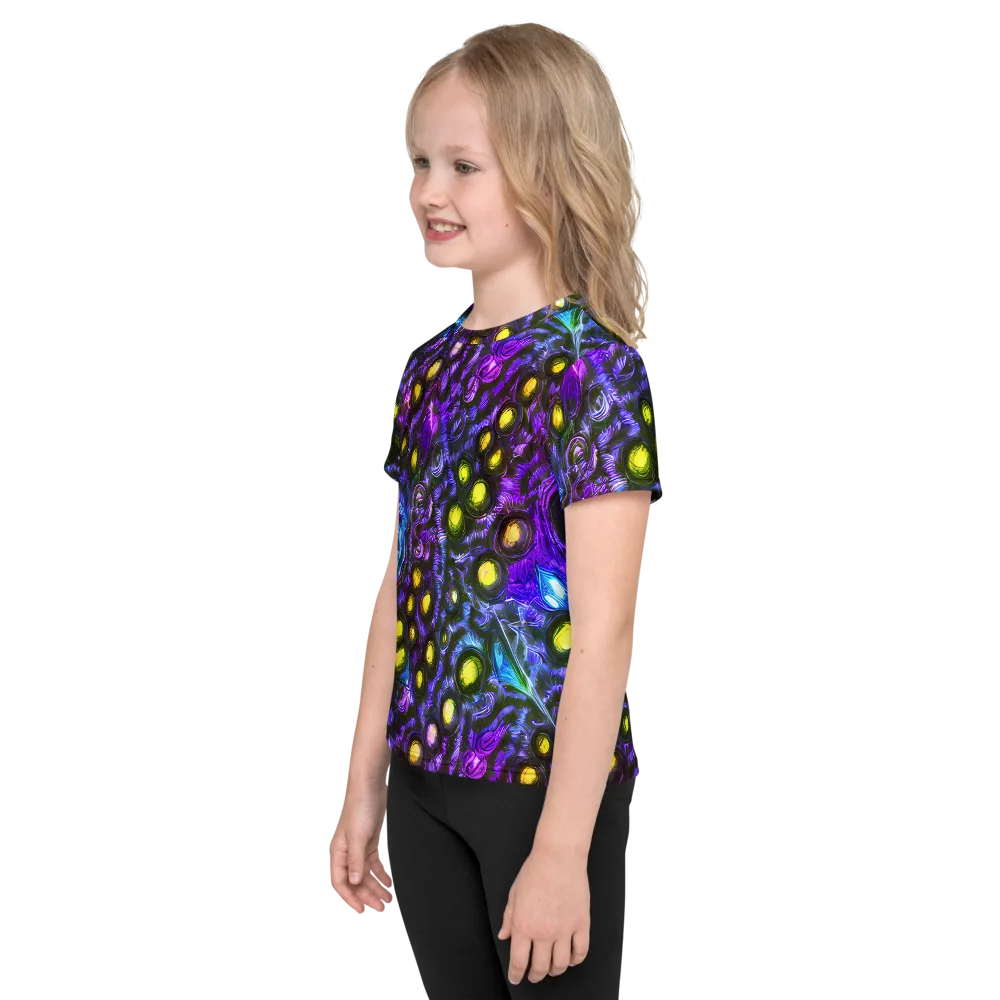 Neon Night Garden on Kids Crew Neck T-Shirt — Left