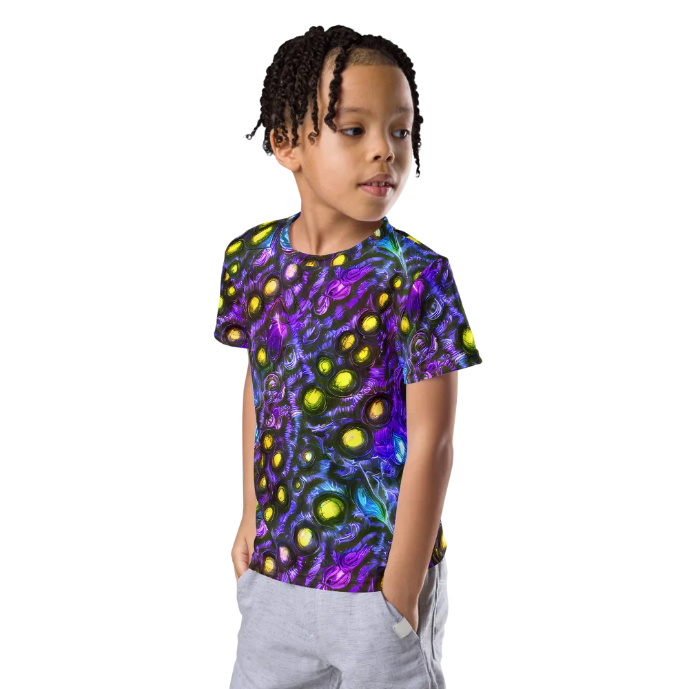 Neon Night Garden on Kids Crew Neck T-Shirt — Left Front