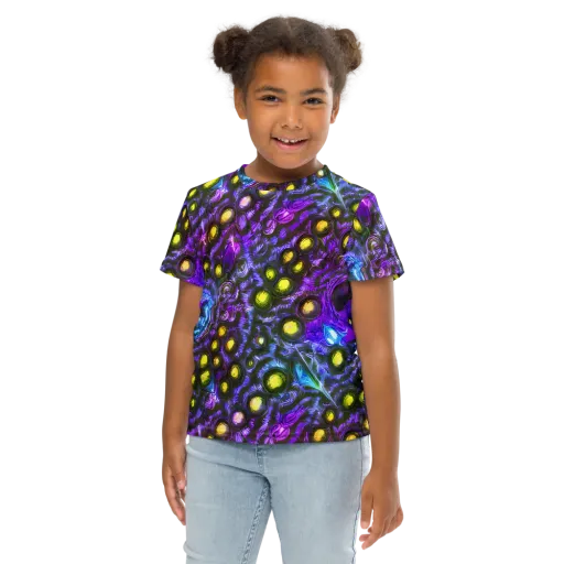 Neon Night Garden on a Kids Crew Neck T-Shirt