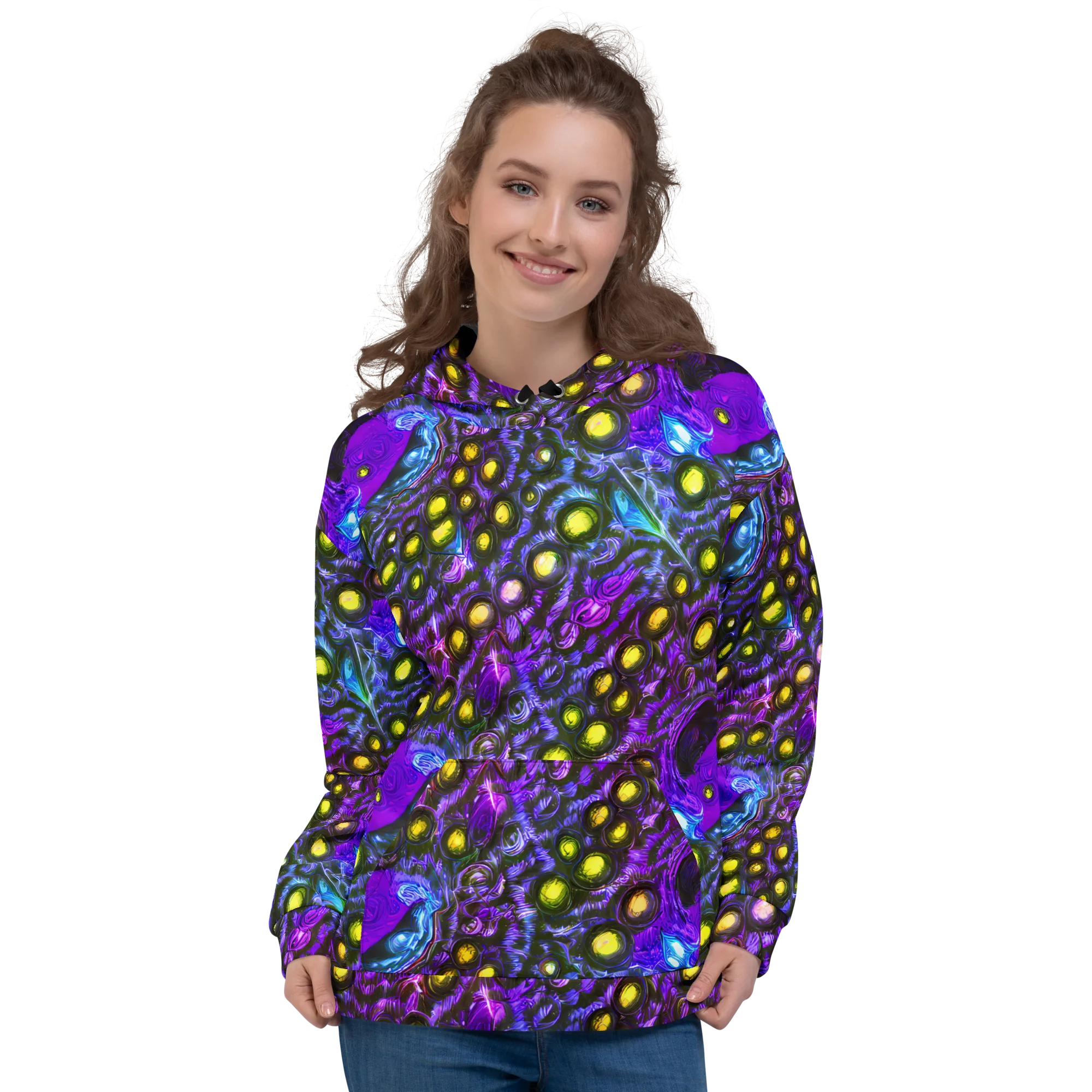Neon Night Garden on Hoodie — Front