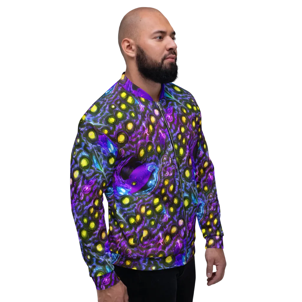 Neon Night Garden on Bomber Jacket — Right