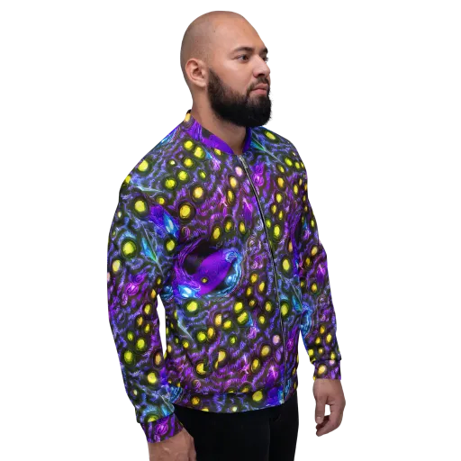 Neon Night Garden on a Bomber Jacket