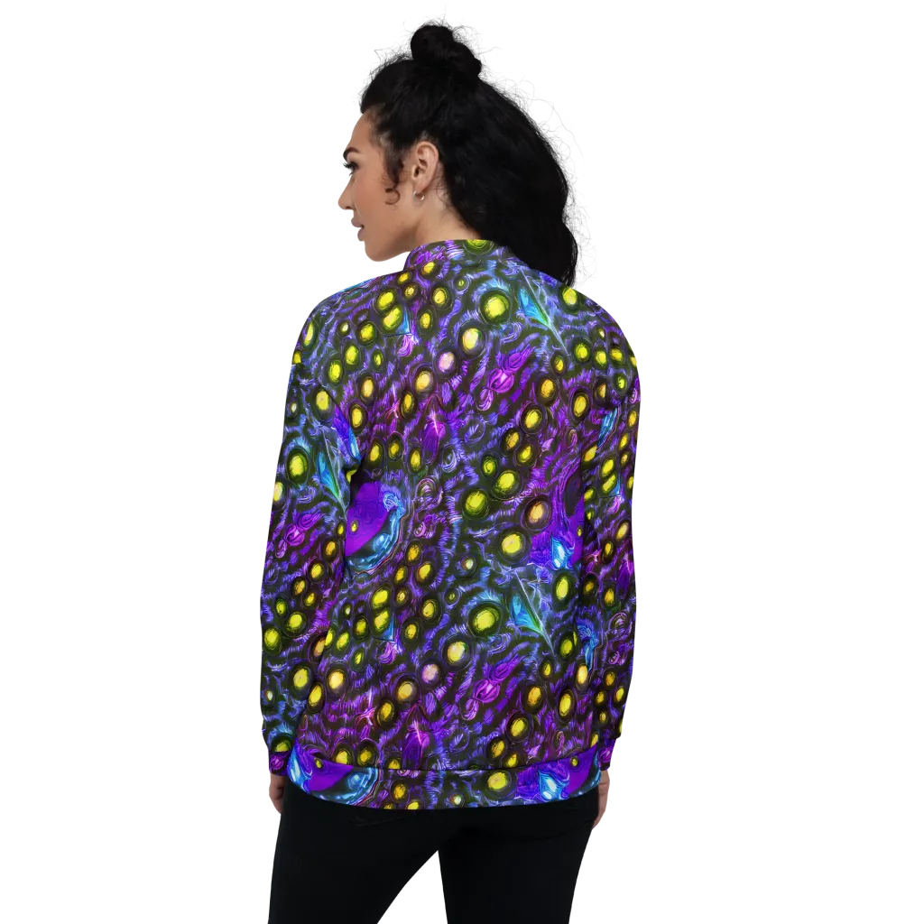 Neon Night Garden on Bomber Jacket — Back