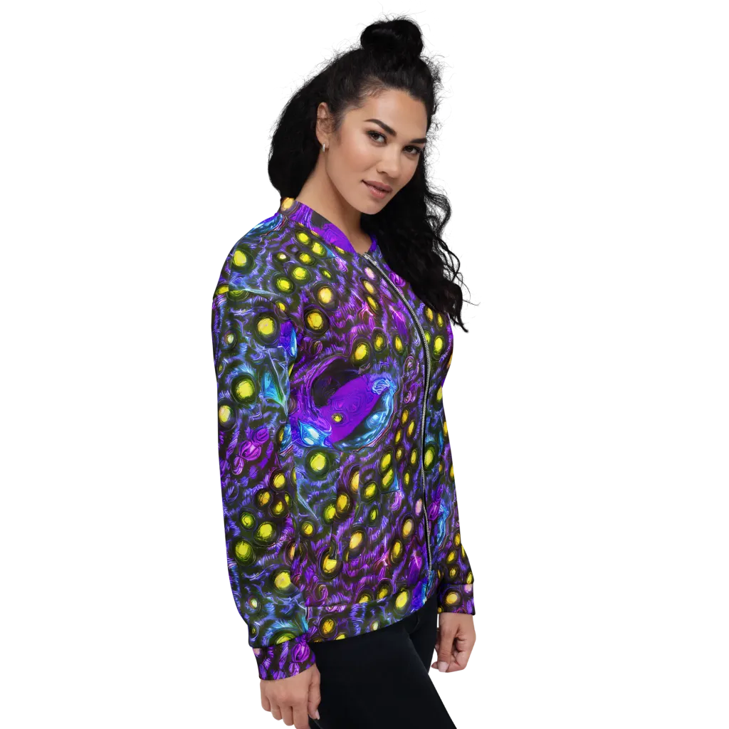 Neon Night Garden on Bomber Jacket — Right