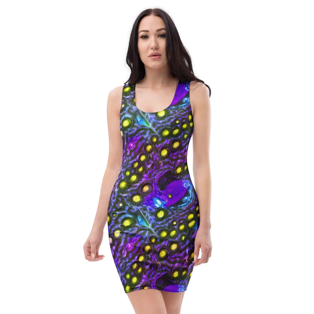 Neon Night Garden on Bodycon Dress — Front