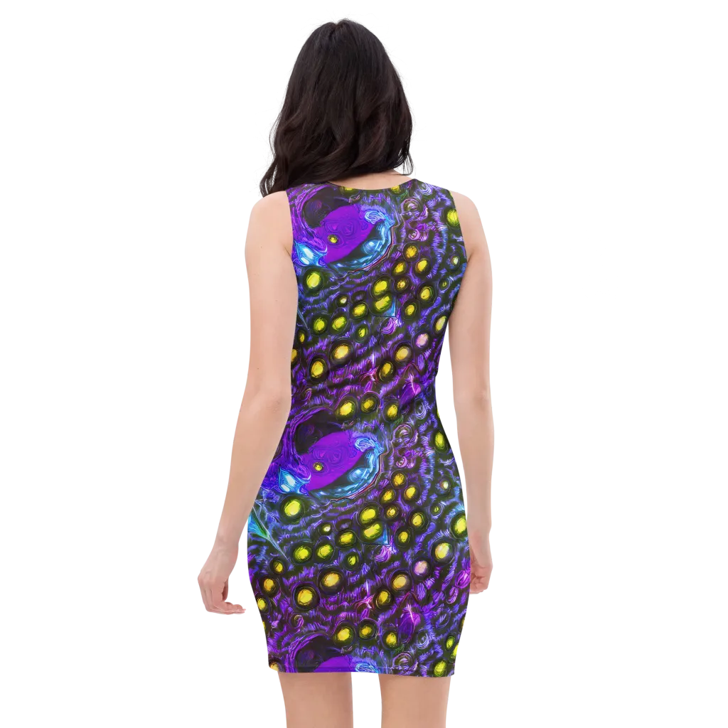Neon Night Garden on Bodycon Dress — Back