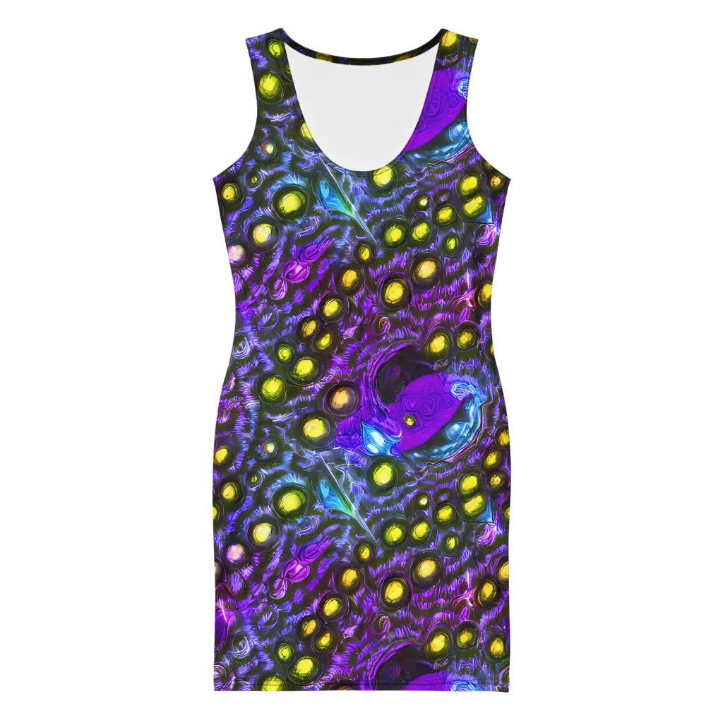 Neon Night Garden on Bodycon Dress — Front