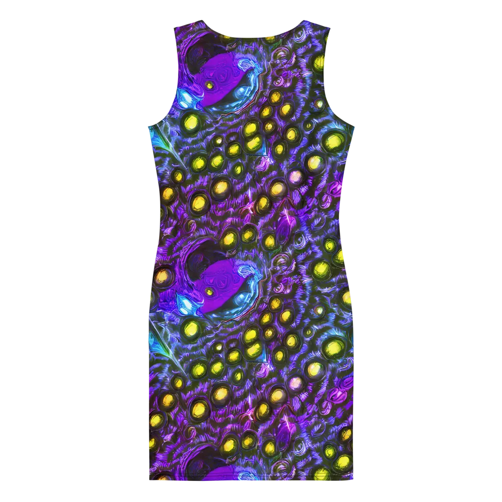 Neon Night Garden on Bodycon Dress — Back