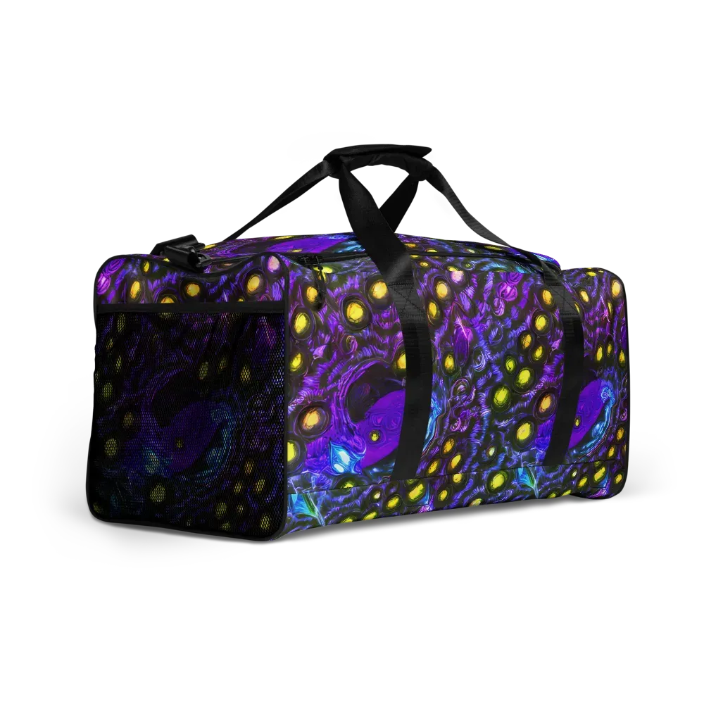 Neon Night Garden on Duffle Bag — Right Front