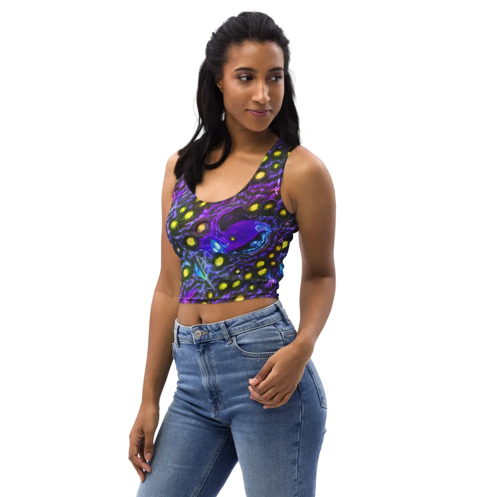Neon Night Garden on Crop Top — Left Front