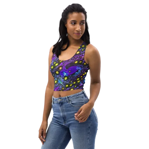 Neon Night Garden on a Crop Top
