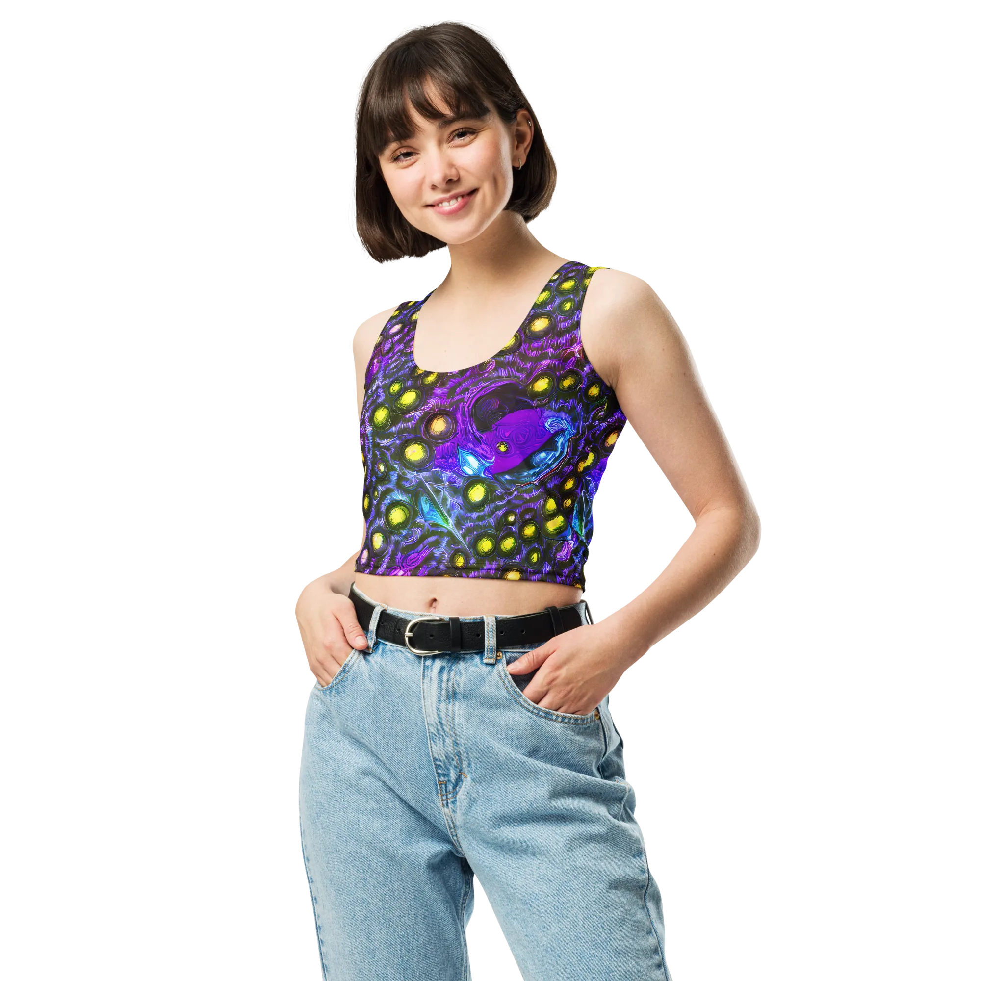 Neon Night Garden on Crop Top — Front