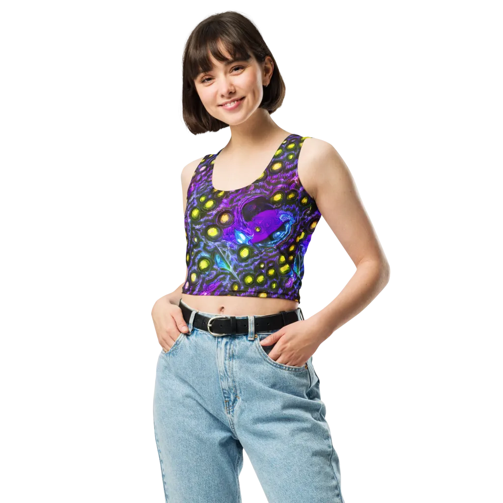 Neon Night Garden on Crop Top — Front