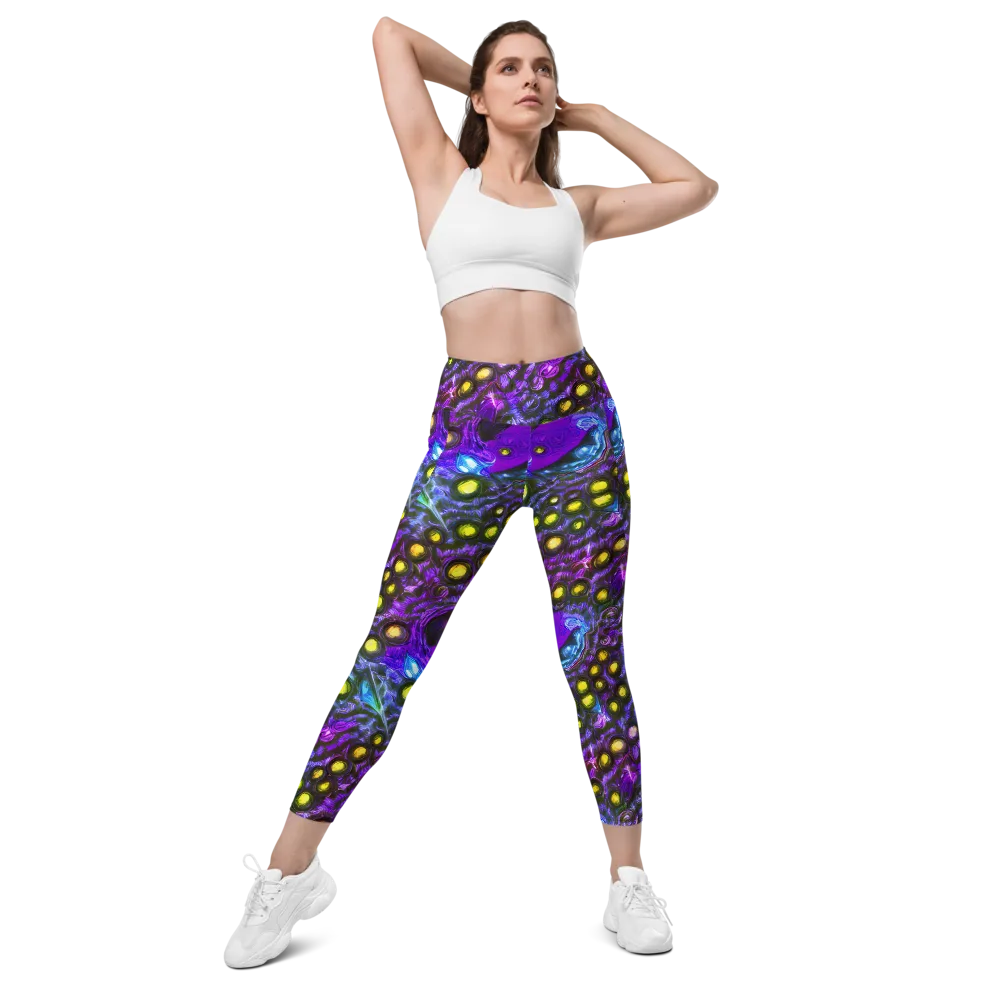 Neon Night Garden on Leggings with Pockets — Front