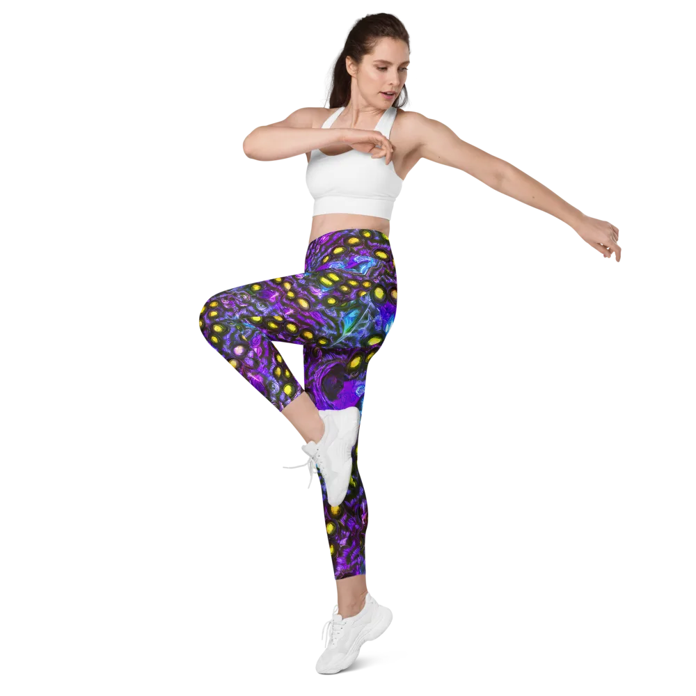 Neon Night Garden on Leggings with Pockets — Left Front