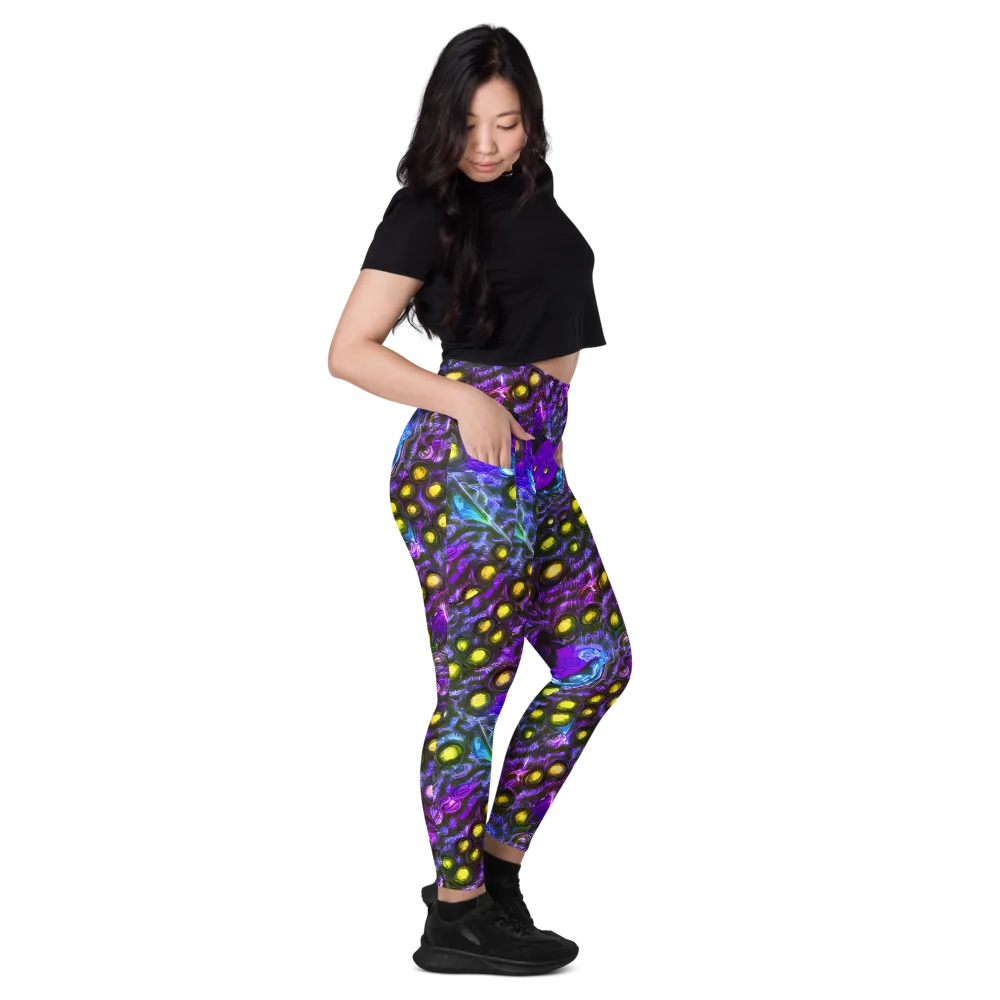 Neon Night Garden on Leggings with Pockets — Right