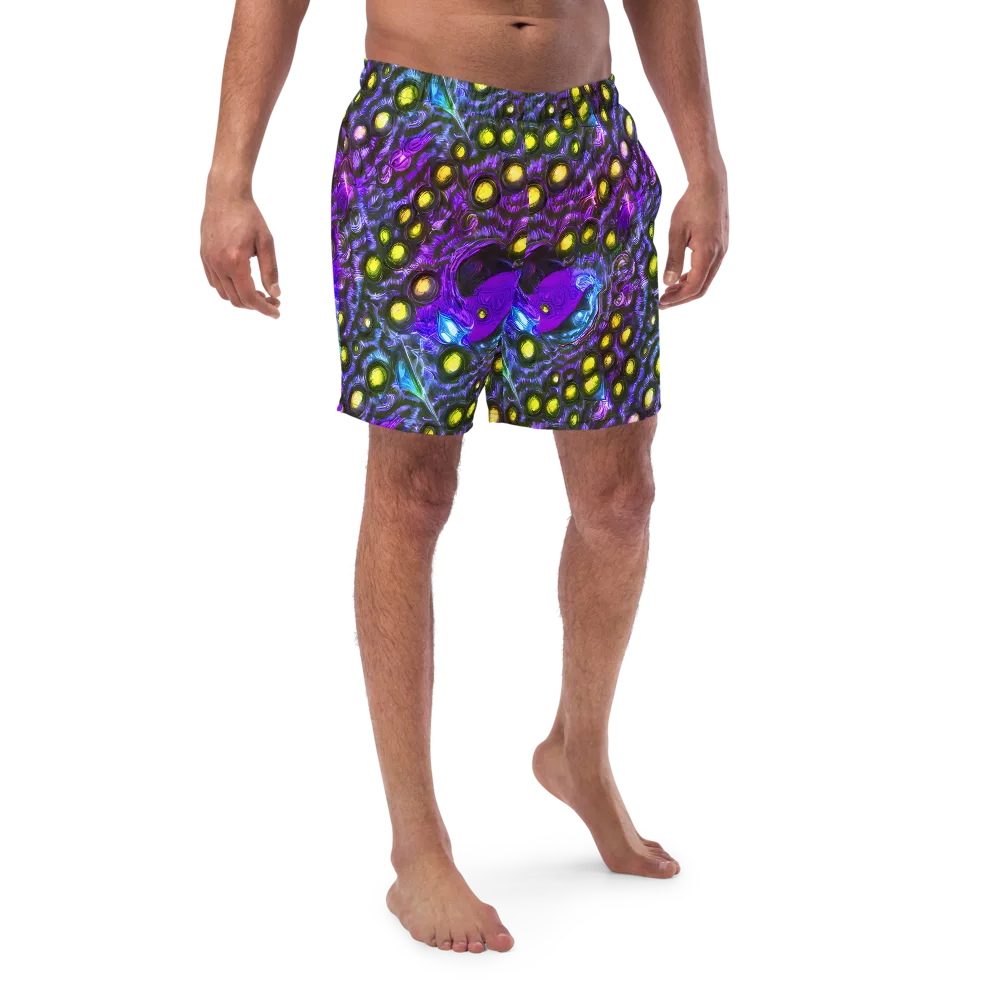 Neon Night Garden on Swim Trunks — Front