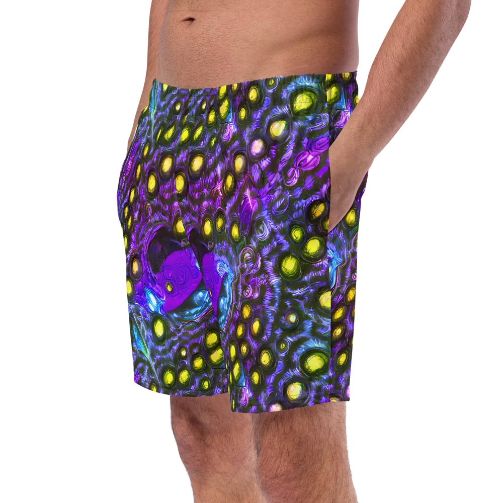 Neon Night Garden on Swim Trunks — Left Front