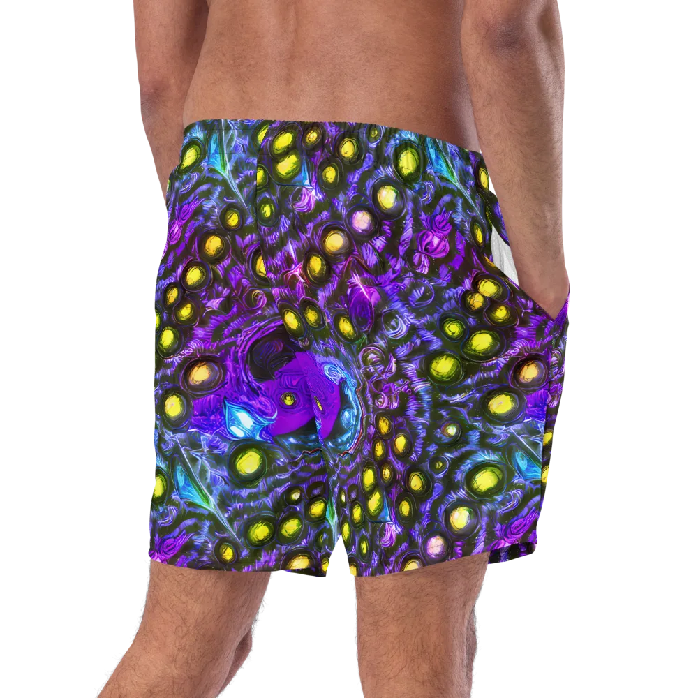 Neon Night Garden on Swim Trunks — Right Back