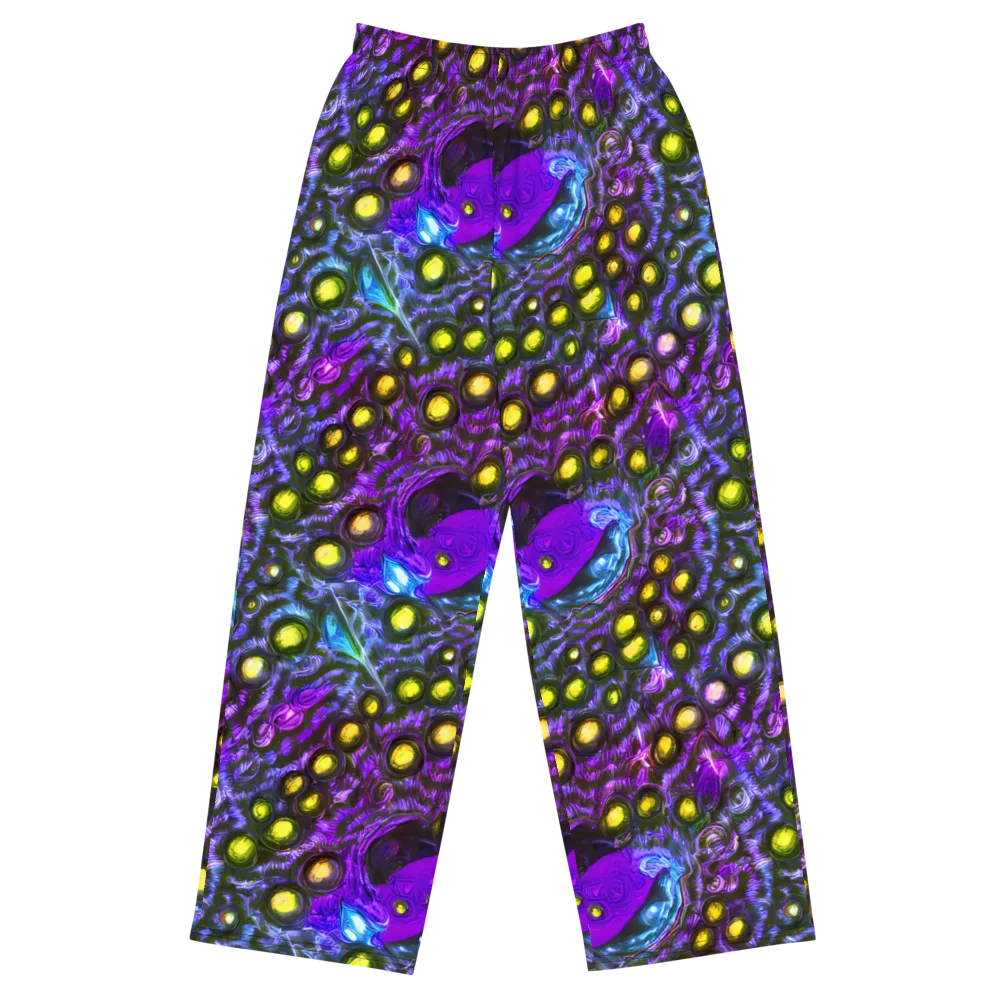 Neon Night Garden on Wide-Leg Pants — Front