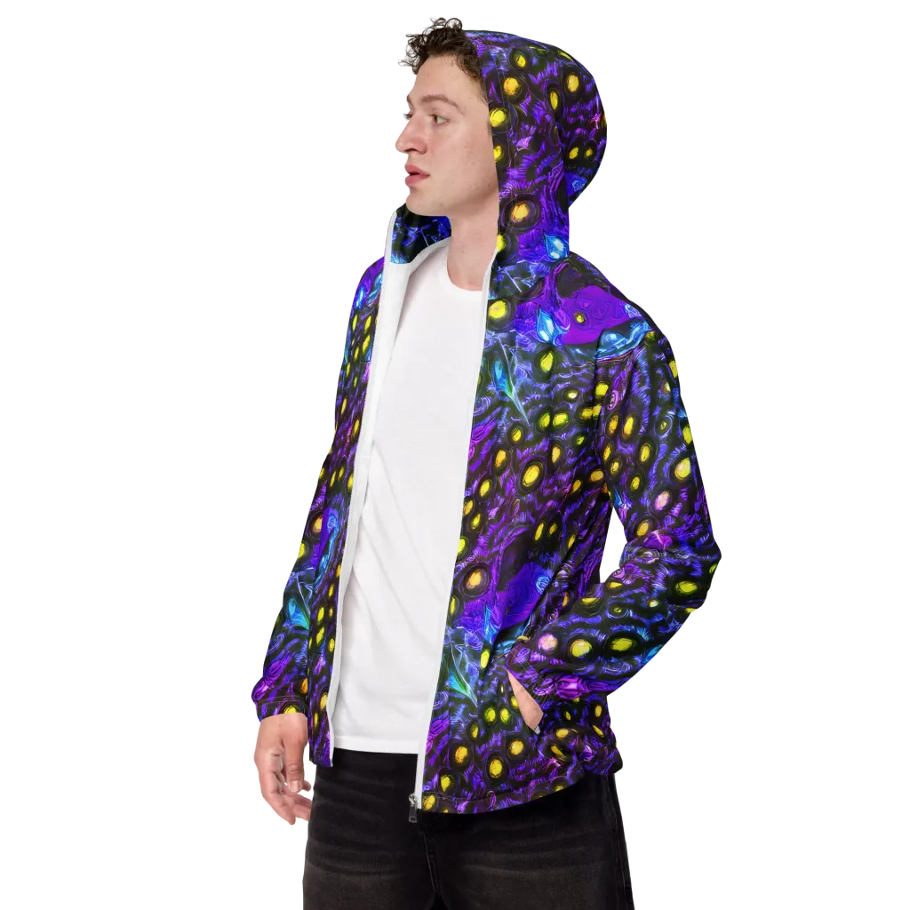 Neon Night Garden on Men's Windbreaker — Left Front