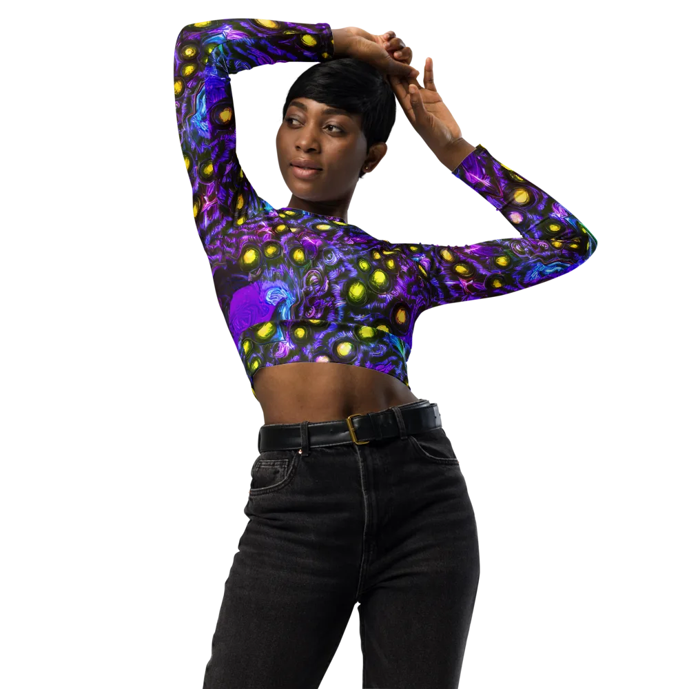 Neon Night Garden on Long Sleeve Crop Top — Front