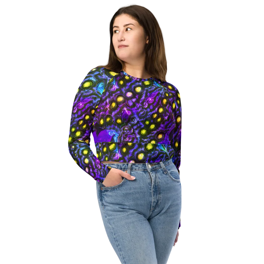 Neon Night Garden on Long Sleeve Crop Top — Front