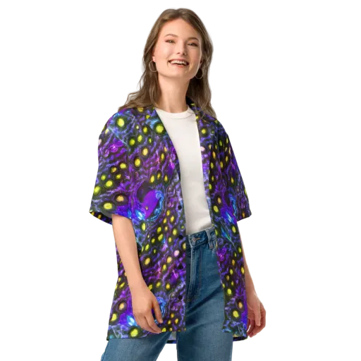 Neon Night Garden on a Button Shirt