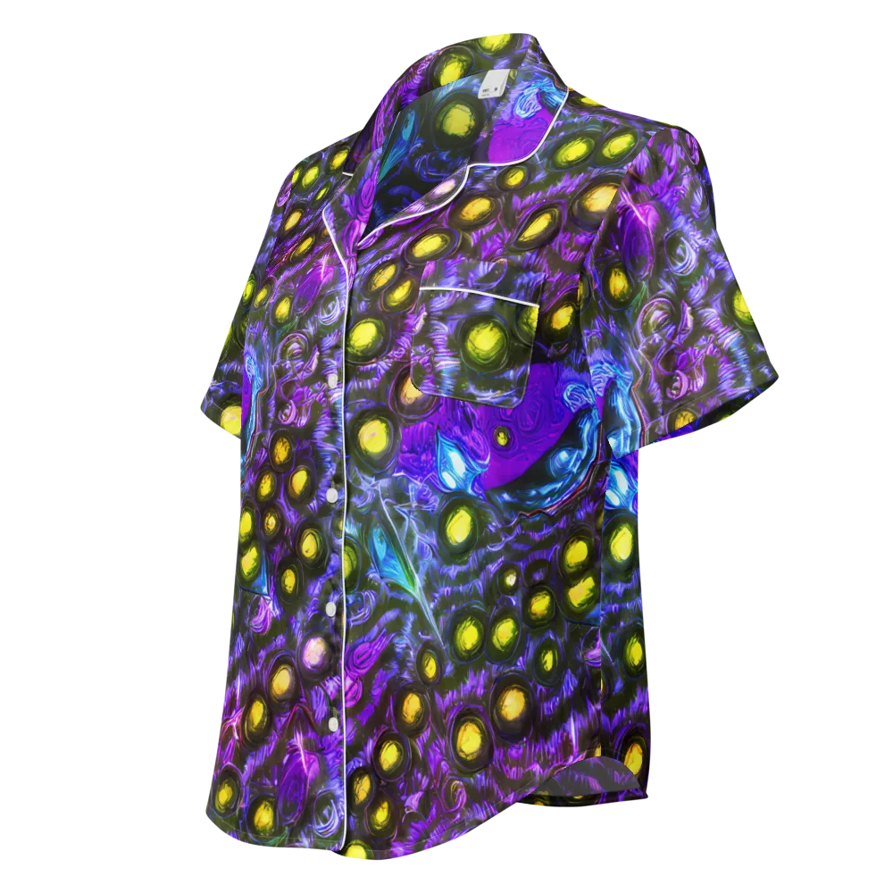 Neon Night Garden on Women's Short Sleeve Pajama Top — Left Front
