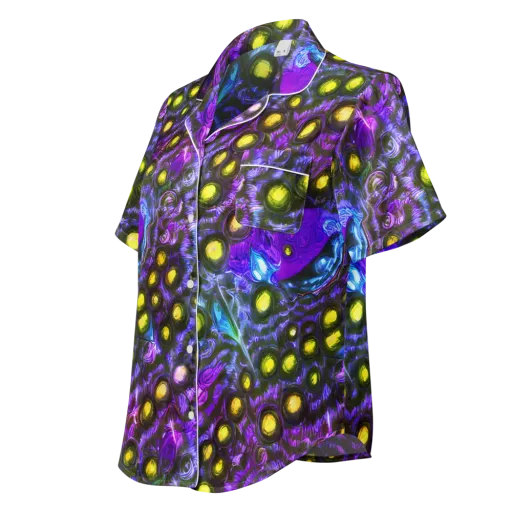 Neon Night Garden on a Women's Short Sleeve Pajama Top