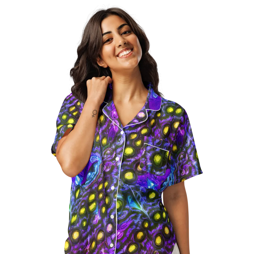 Neon Night Garden on Women's Short Sleeve Pajama Top — Front