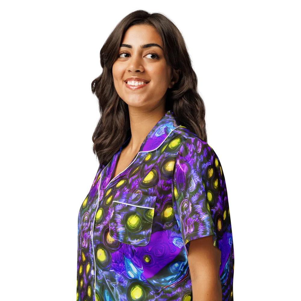 Neon Night Garden on Women's Short Sleeve Pajama Top — Left Front