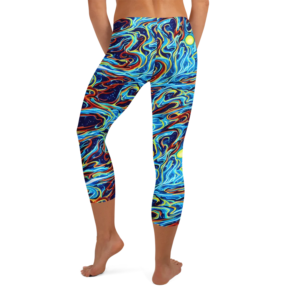Aqua Afterburn on Capri Leggings — Back
