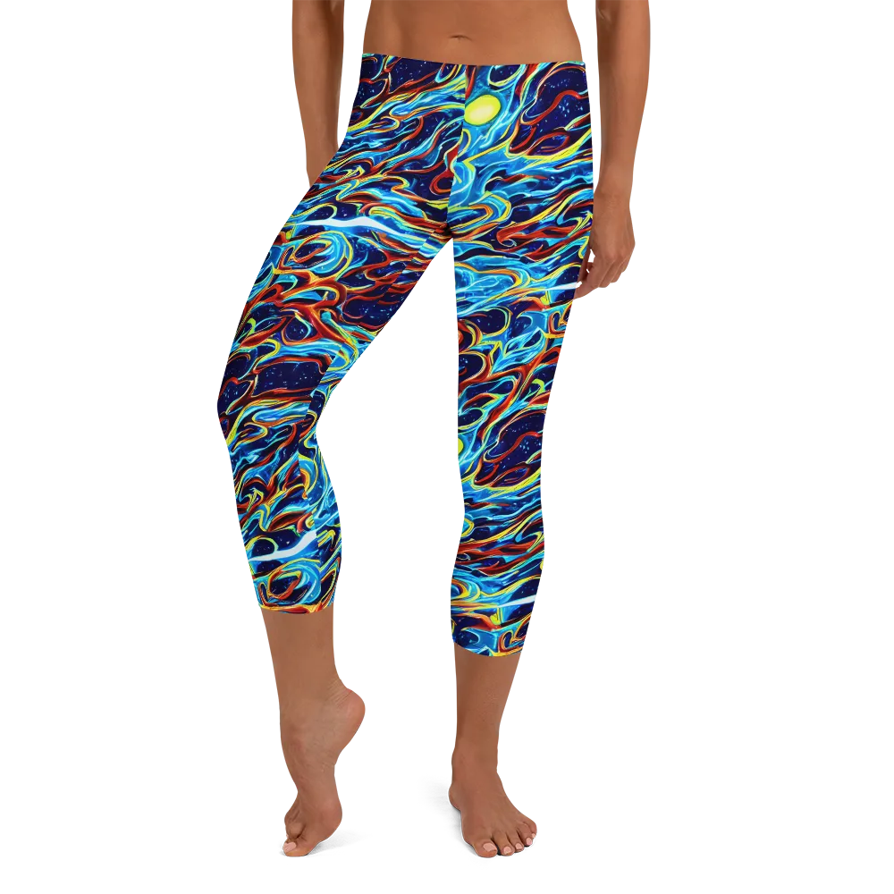 Aqua Afterburn on Capri Leggings — Front