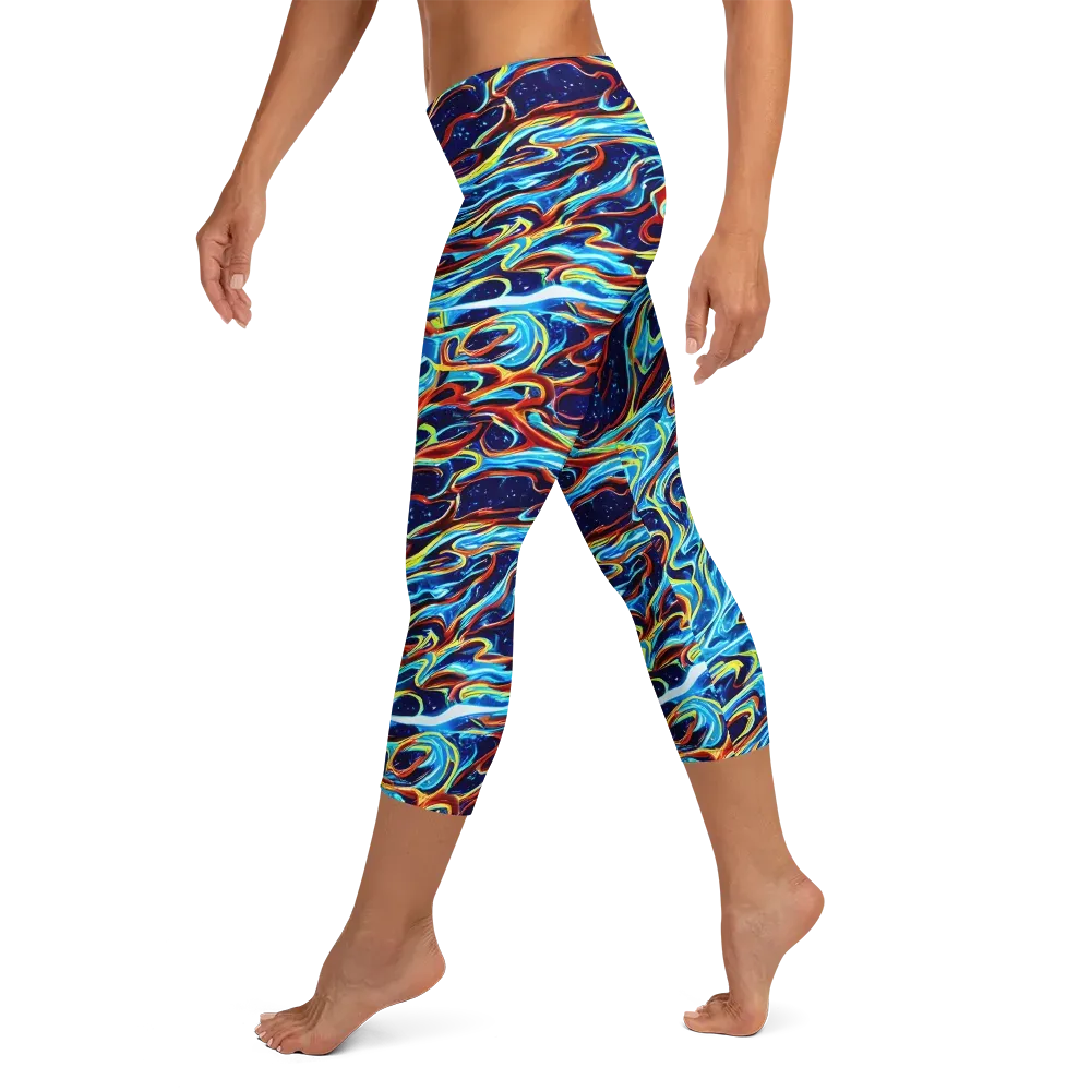Aqua Afterburn on Capri Leggings — Left