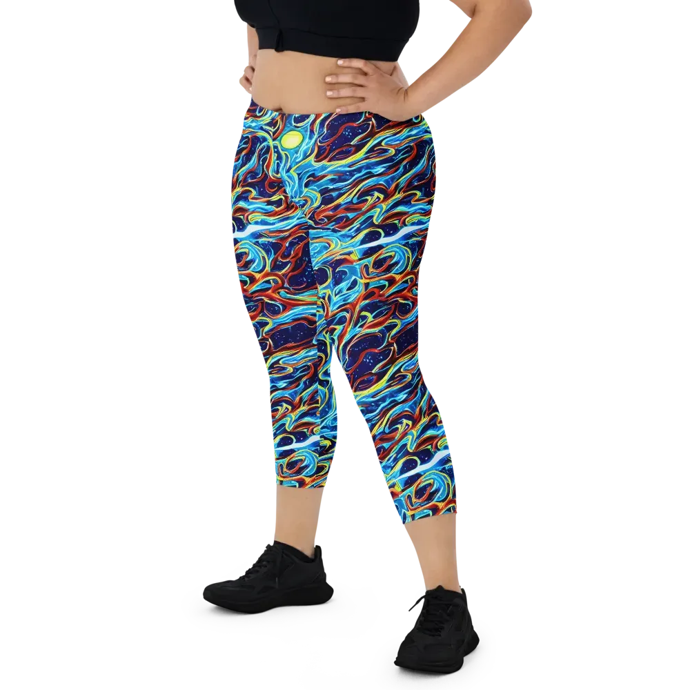 Aqua Afterburn on Capri Leggings — Front
