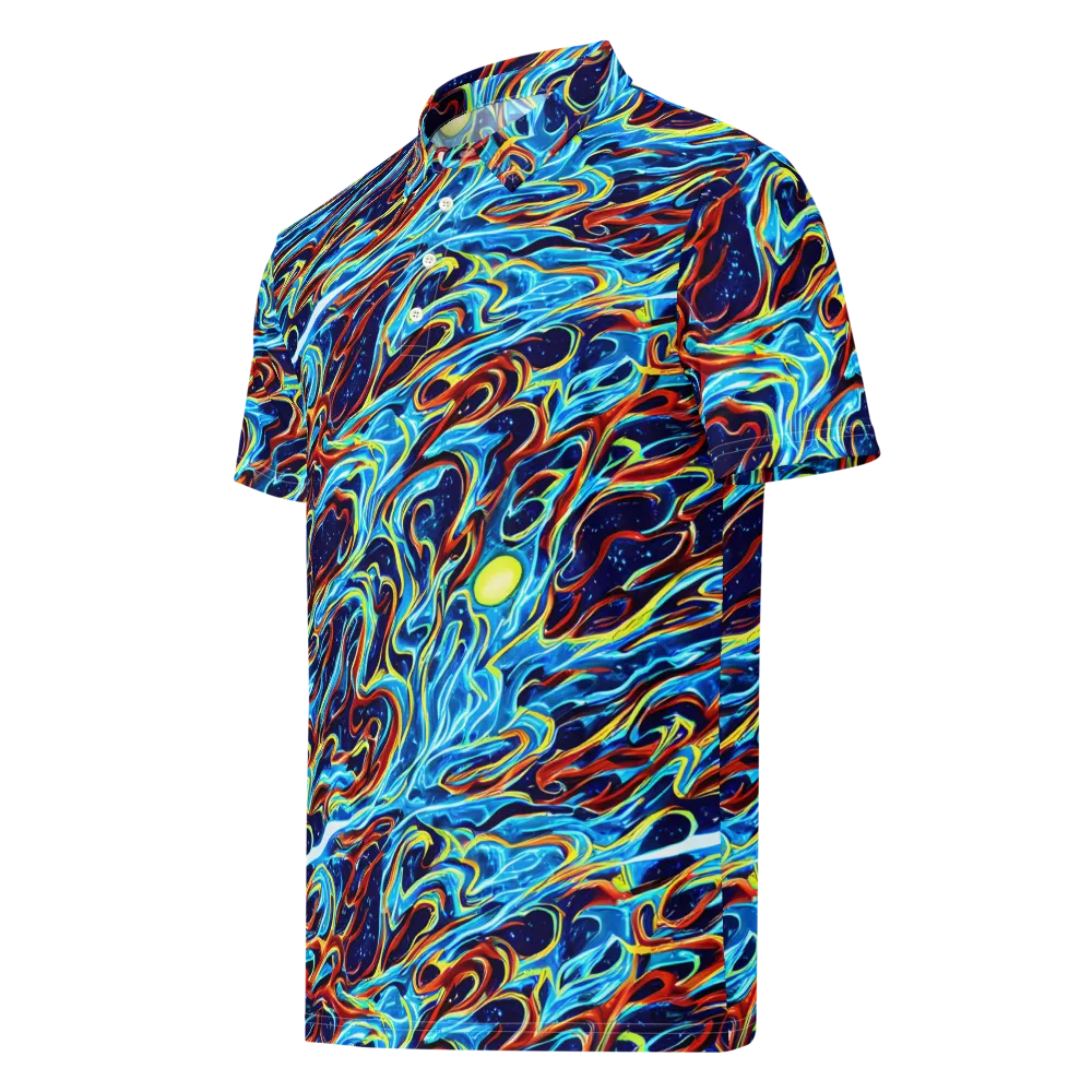 Aqua Afterburn on Men's Slim Fit Polo Shirt — Left Front