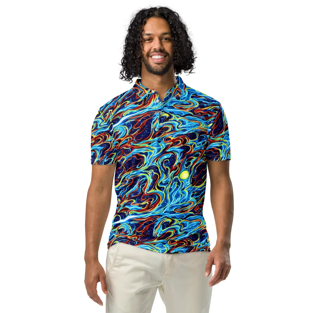Aqua Afterburn on Men's Slim Fit Polo Shirt — Front