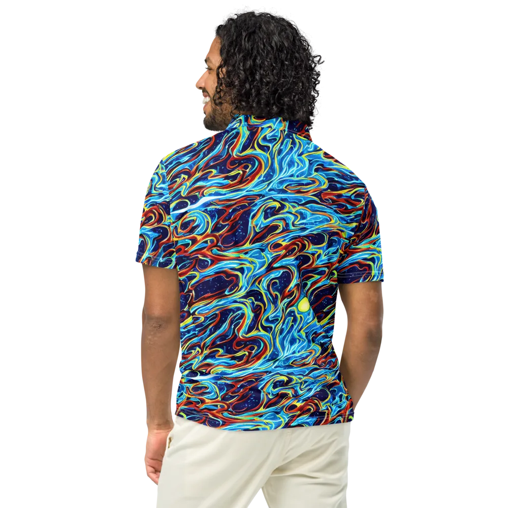 Aqua Afterburn on Men's Slim Fit Polo Shirt — Back