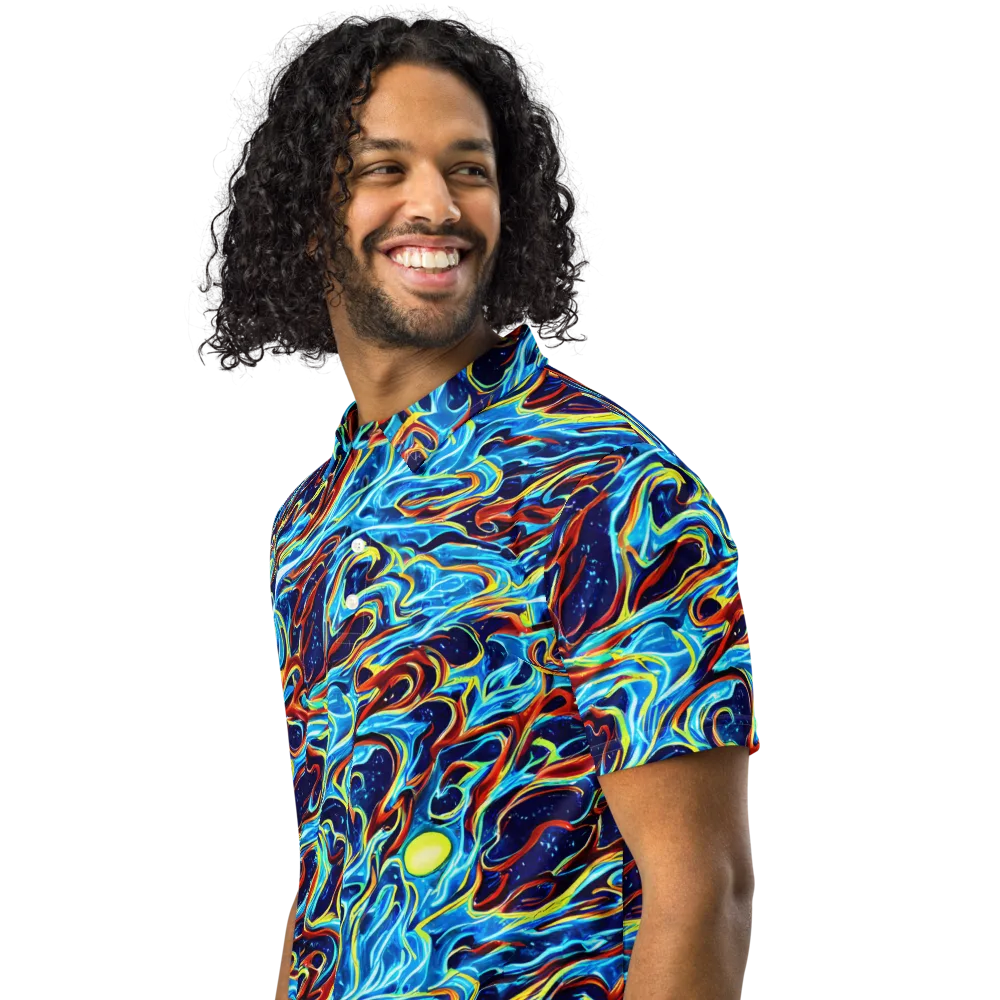 Aqua Afterburn on Men's Slim Fit Polo Shirt — Left Front