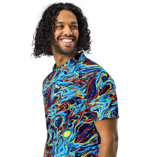 Aqua Afterburn on a Men's Slim Fit Polo Shirt