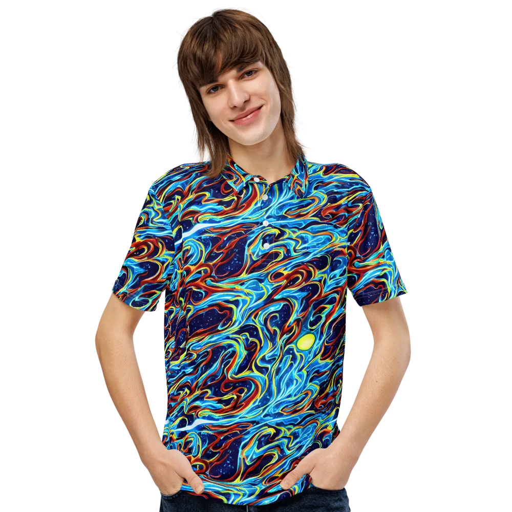 Aqua Afterburn on Men's Slim Fit Polo Shirt — Front