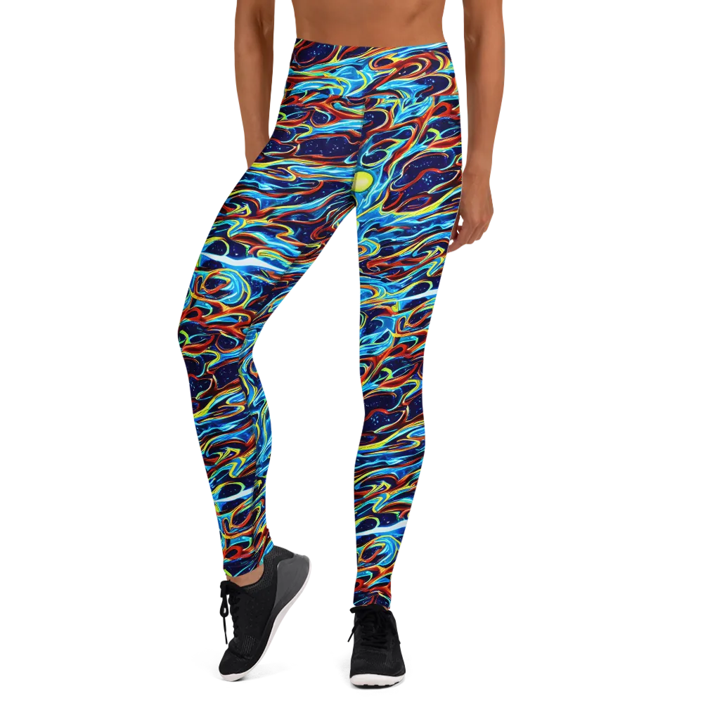 Aqua Afterburn on Yoga Leggings — Front