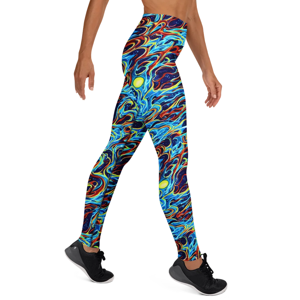 Aqua Afterburn on Yoga Leggings — Right