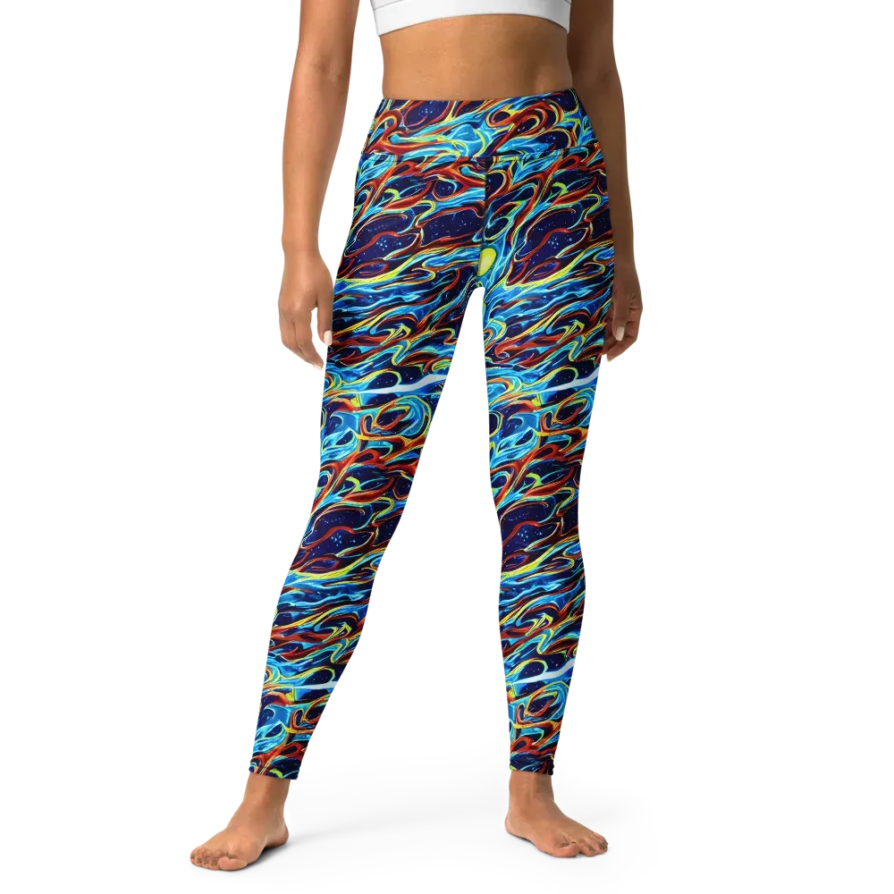 Aqua Afterburn on Yoga Leggings — Front