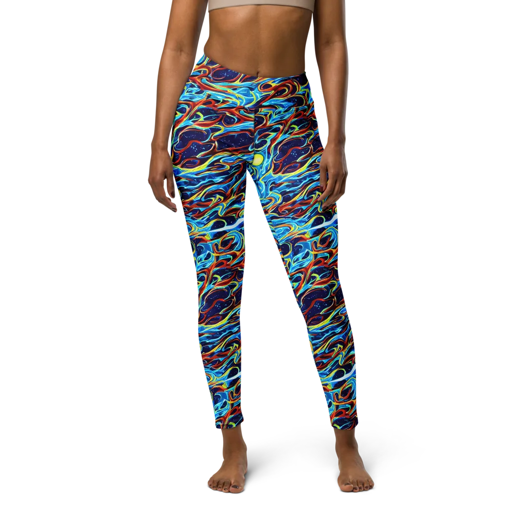 Aqua Afterburn on Yoga Leggings — Front