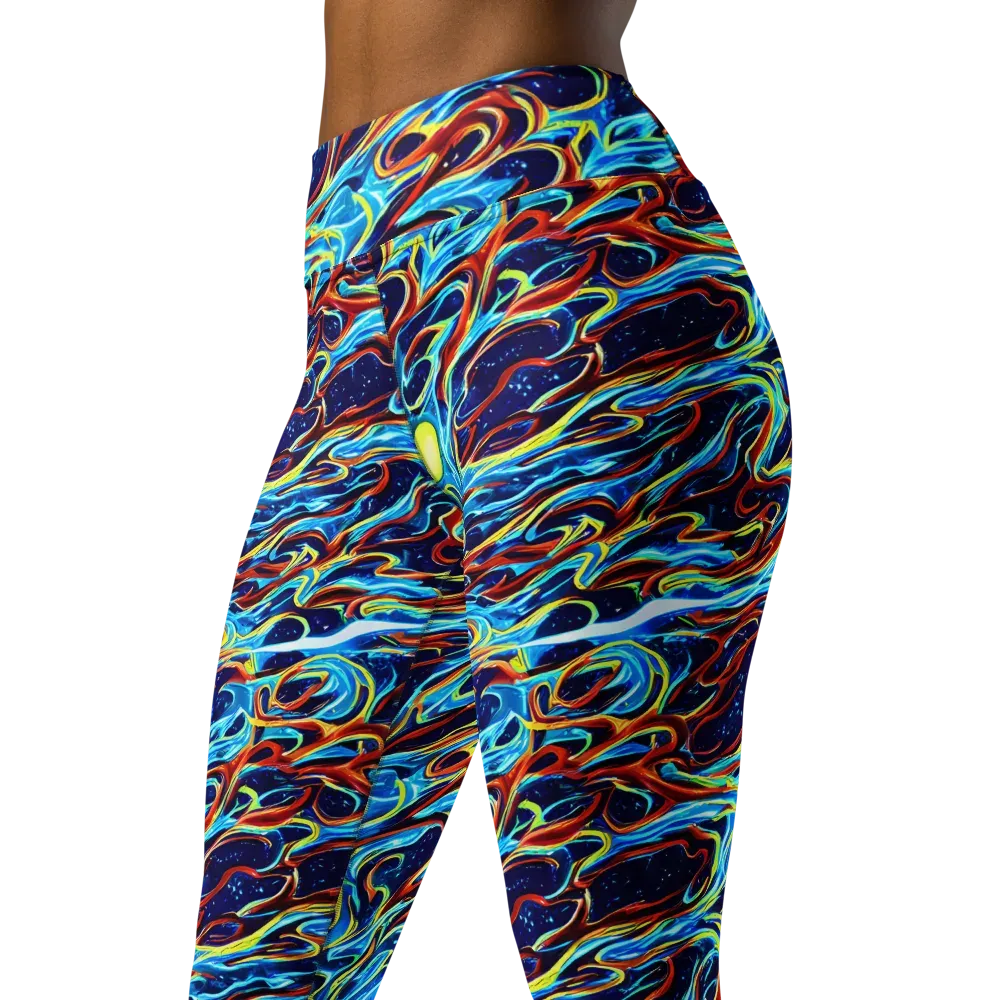 Aqua Afterburn on Yoga Leggings — Left Front